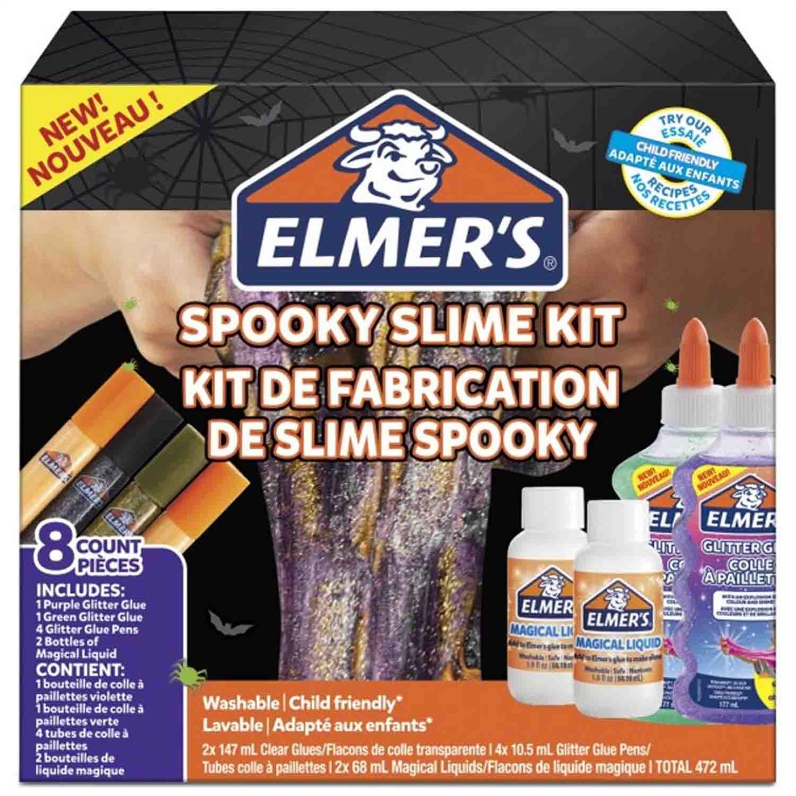 Elmer's Glue Spooky Slime Kit, Clear Glue, Glitter Glue Pens and Magical  Liquid Slime Activator Solution, 8 Count